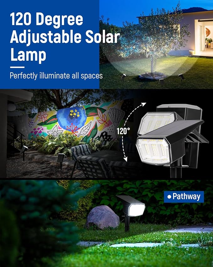 Solar Spot Lights Outdoor Waterproof 10 Pack IP65, 63 LED 3 Lighting Modes - Image 4