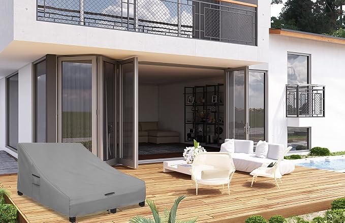 Okcool 100% Waterproof Patio Double Wide Chaise Lounge Chair Cover, 600D Tough - Image 7