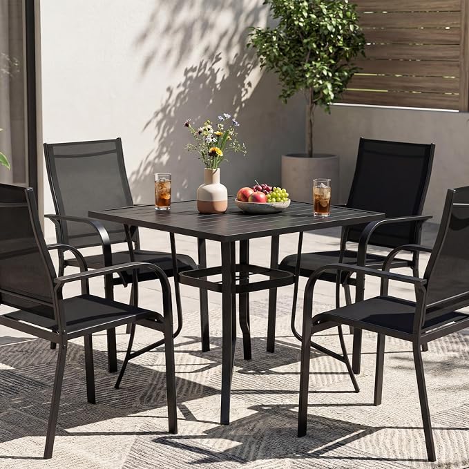 Tangkula 37" Metal Patio Dining Table - Image 4