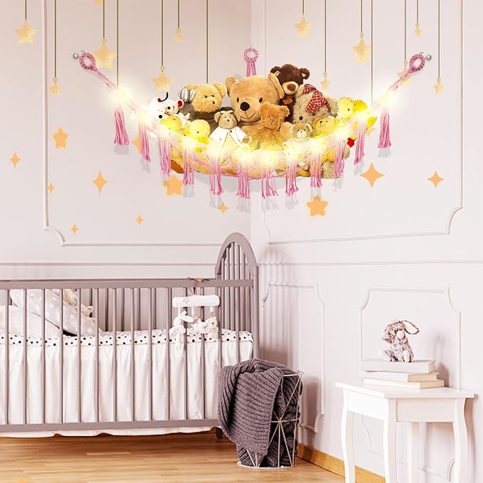 Stuffed Animal Hammock with LED Light, Large Stuffed Animals Storage Corner - Image 3