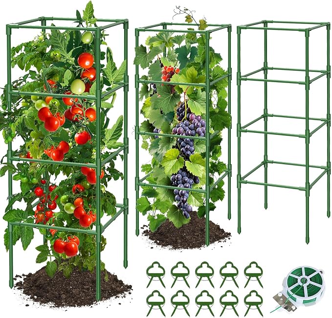 3 Pack Square Tomato Cages for Garden, 42 Inches Heavy Duty Metal Tomatoes - Image 7