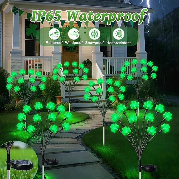 HELESIN St Patricks Day Decorations, 4 Pack St Patricks Day Outdoor Solar Lights - Image 4