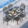 Grepatio 7 Piece Patio Dining Set Outdoor Dining Set Cast Aluminum Furniture Set by Takesyoutohaveawonderfullife