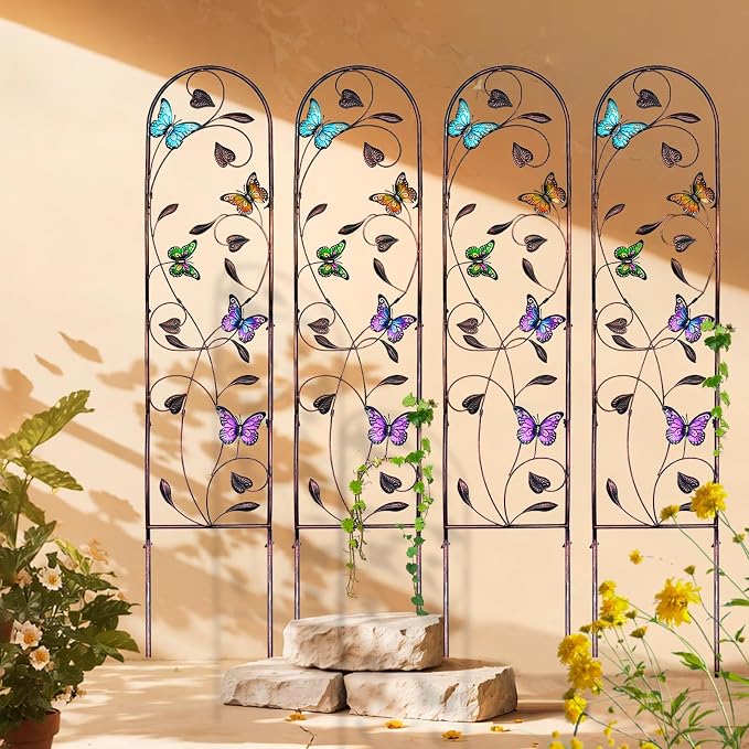 aboxoo Set of 4 Packs Butterfly Metal Garden Trellis - Image 5