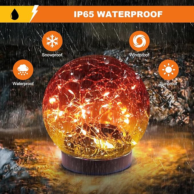Solar Globe Lights Outdoor Waterproof-Solar Balls-Solar Garden Lights-Orbs - Image 2