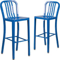 Flash Furniture Gael Commercial Grade 2 Pack 30" High Blue Metal Indoor-Outdoor by FlashFurniture