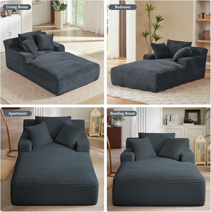 78.7" Chaise Lounge Chair Indoor, Oversized Boneless Couch Comfy Upholstered - Image 7