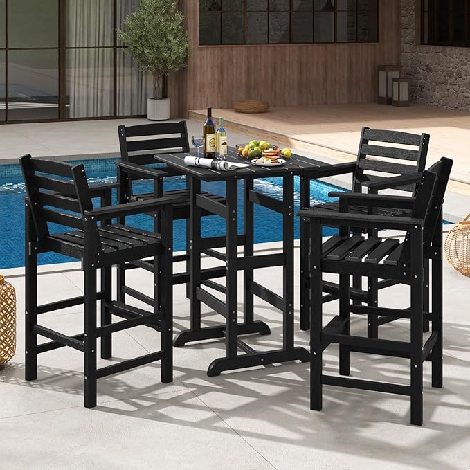 Giantex 42" Height Outdoor Tall Bar Table, HDPE Square Pub Table - Image 4
