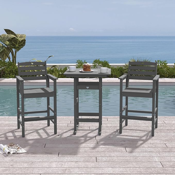 Adirondack Outdoor Bar Table, Durable HDPE Composite, Weather Resistant - Image 2