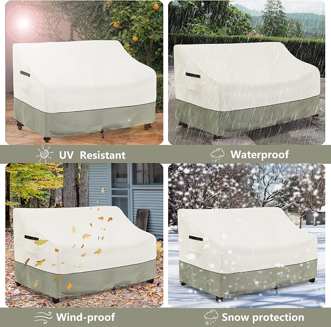 Patio 3-Seater Sofa Cover, Outdoor Couch Cover Fits up to 85W x 38D x 35H Inches - Image 9