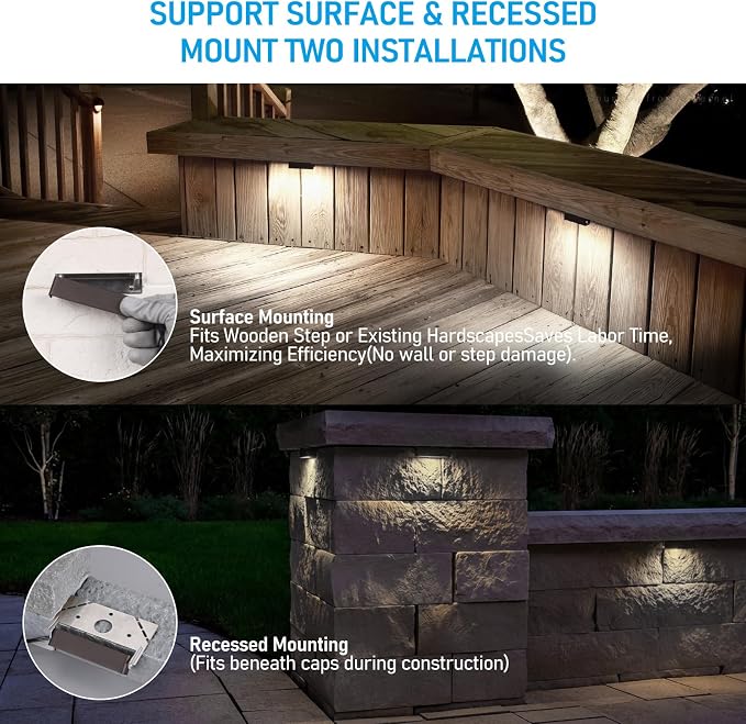 LEONLITE 8-Pack 4 Inch LED Hardscape Lighting, Update Retaining Wall Lights - Image 3