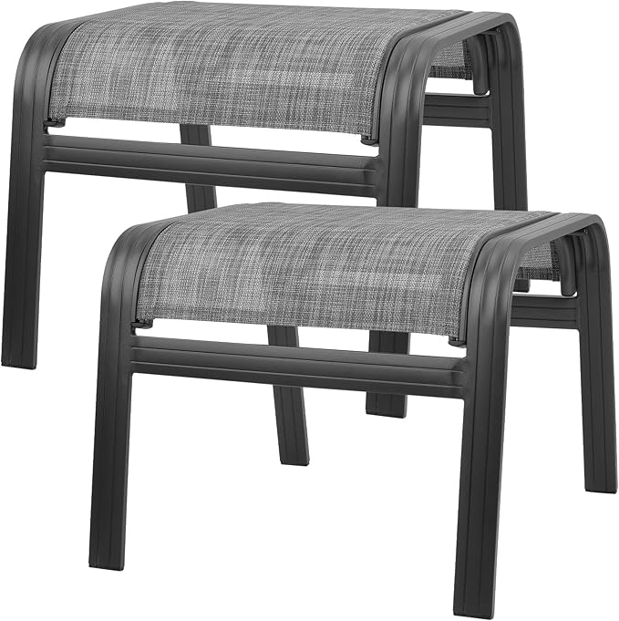 Patio Outdoor Ottoman Footstools Assembled Aluminum Footrest Side Table Small by Deguifei