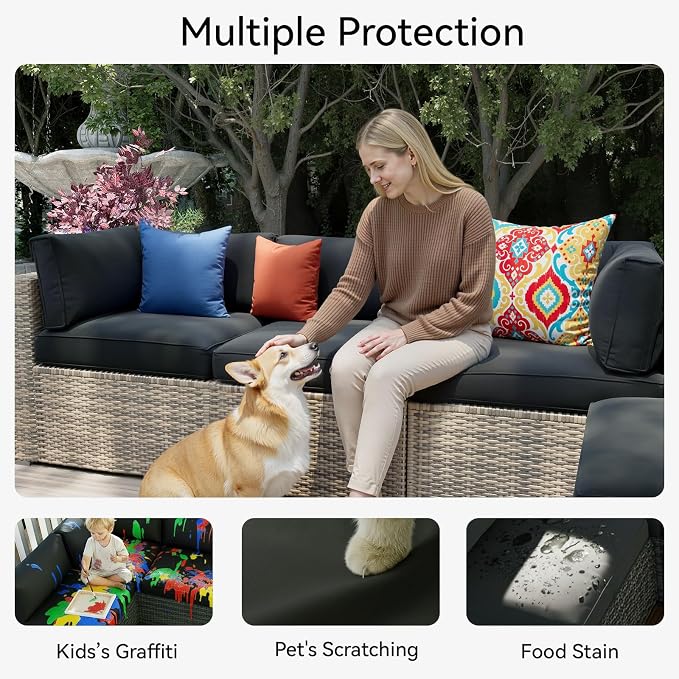 Aoxun 14pcs Patio Cushion Covers Replacement, Waterproof Outdoor Furniture - Image 4