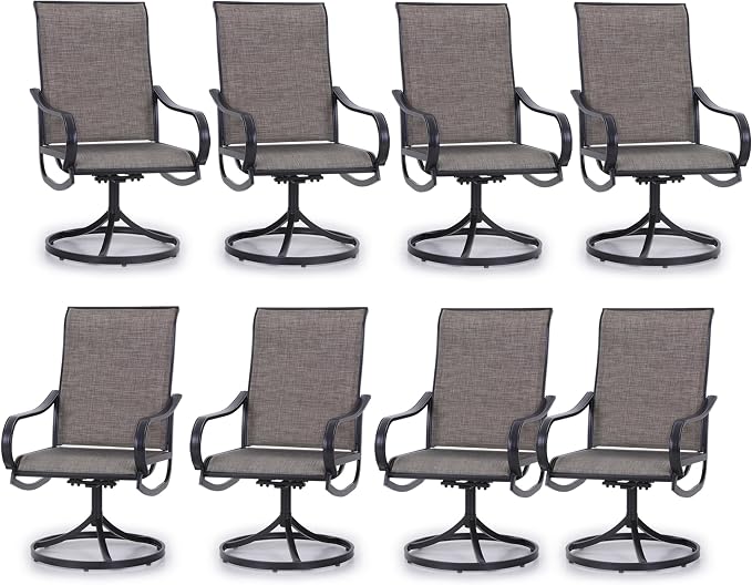 PHI VILLA Patio Swivel Dining Chairs Set of 8, Outdoor Metal Chair by PHIVILLAThepioneerofcomfortablehouseholdsupplies