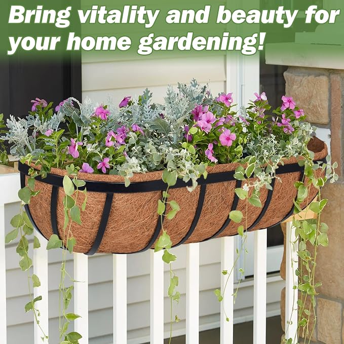 ZeeDix 24 Inch Railing Planter Box, 2 Pack Metal Window Boxes - Image 5
