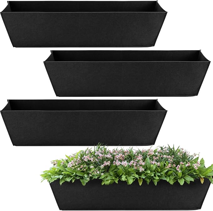 Adnee 4 Pcs 30 Inch Fabric Plant Window Box Liners-Rectangular Non-Woven by Adnee