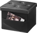 AmasSmile Storage Ottoman Folding Foot Rest Stool, Leather Footstool Bench by AmasSmile