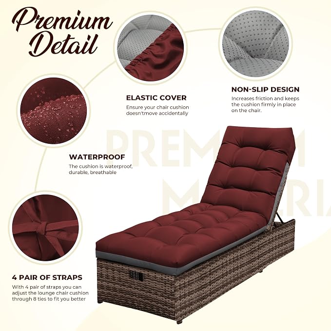 Outdoor Lounge Chair Cushions, Chaise Lounge Cushions - Image 3