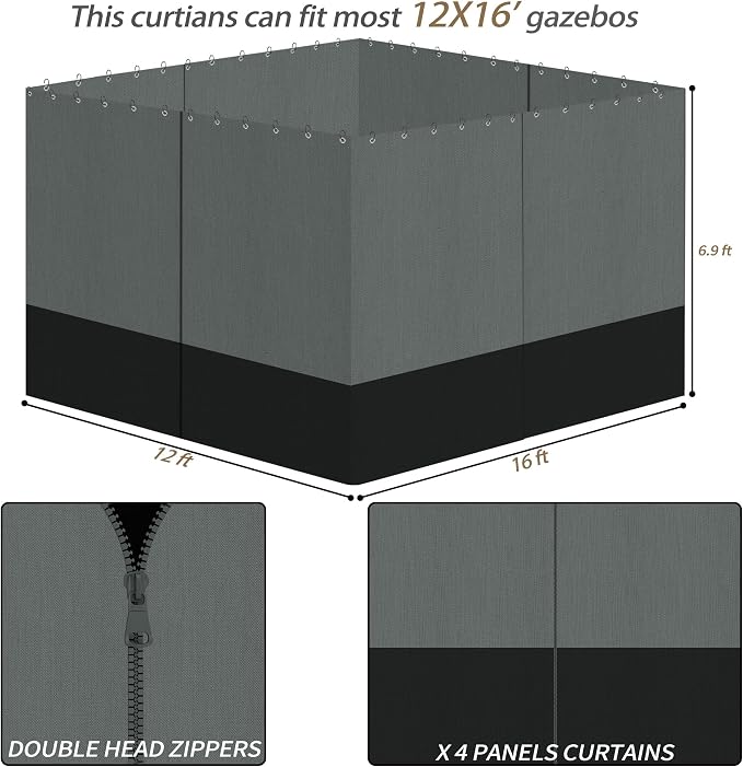 Gazebo Privacy Curtains 12' x 16' - Image 4