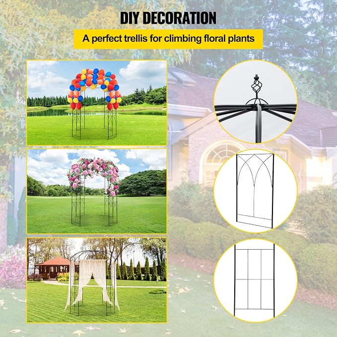 VEVOR Birdcage Shape Garden Arch, Heavy Duty Wrought Iron Arbor, Wedding Trellis - Image 5