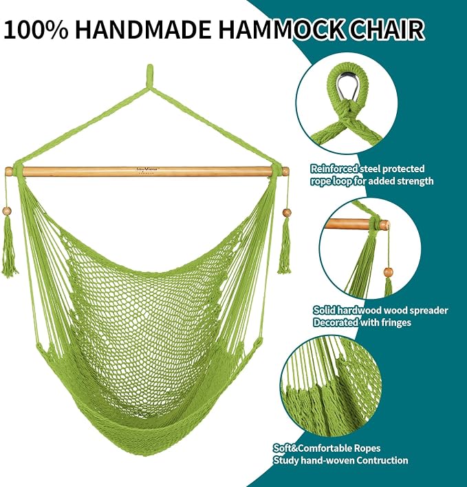 JoyView Hammock Chair with Spreader Bar Caribbean Hammock Swing Chair 300 LBS - Image 4