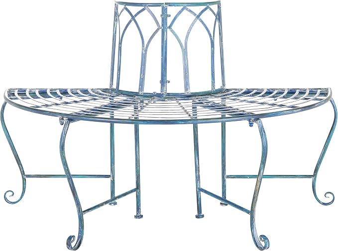 SAFAVIEH Outdoor Furniture Collection – Abia Antique Blue Distressed Wrought by SAFAVIEH