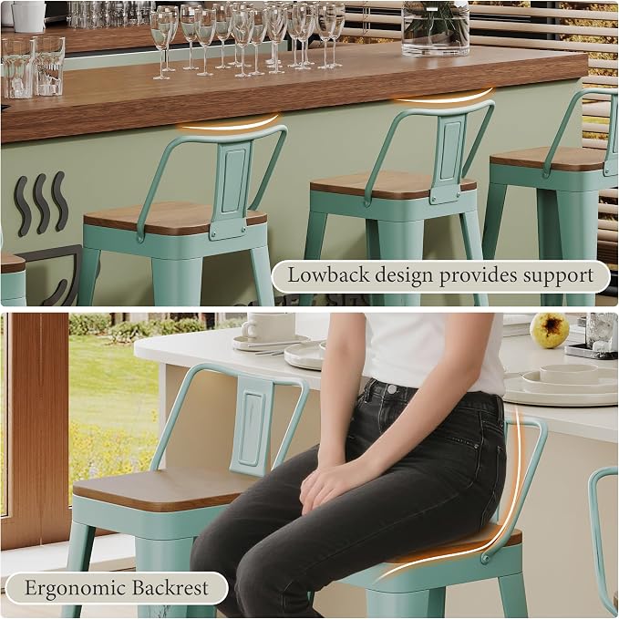 Andeworld Bar Stools Set of 4 Counter Height Stools Industrial Metal Barstools - Image 7