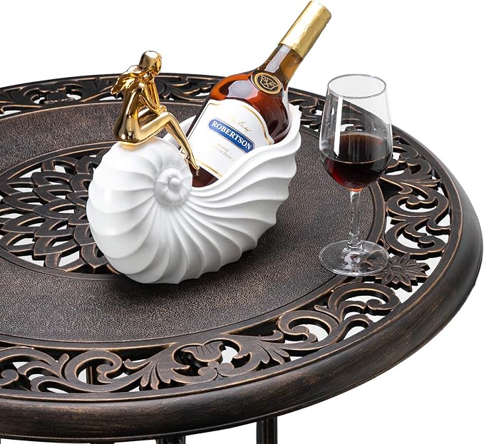 VINGLI 3 Piece Outdoor Patio Bar Set, Cast Aluminum Outdoor Swivel Bar Stools - Image 5