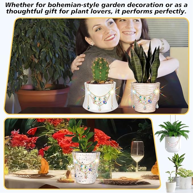 Sun Catcher Plant Hanger with Beads and Glass Crystal Beaded Plant Accessories - Image 4