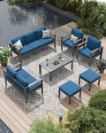 AECOJOY Aluminum Patio Furniture Set, 9 Seats Modern Outdoor Furniture by AECOJOY
