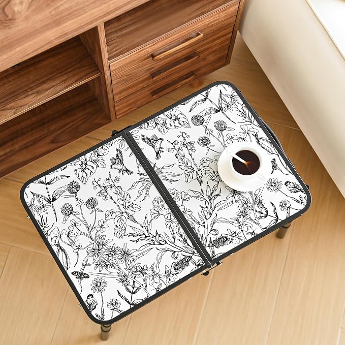 Toile de Jouy-Inspired Camping Table, Vintage French Floral Pattern Folding - Image 2
