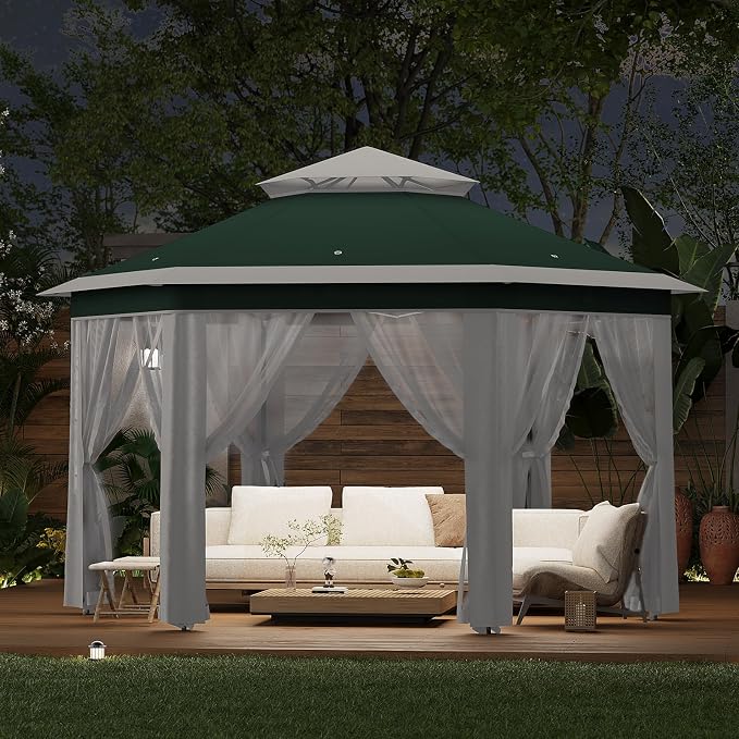 13' x 13' Pop-Up Gazebo, Hexagonal Canopy Shelter - Image 9