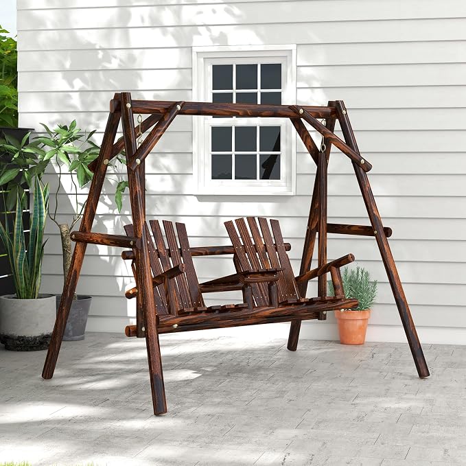 Outsunny Wooden Porch Swing - Image 2