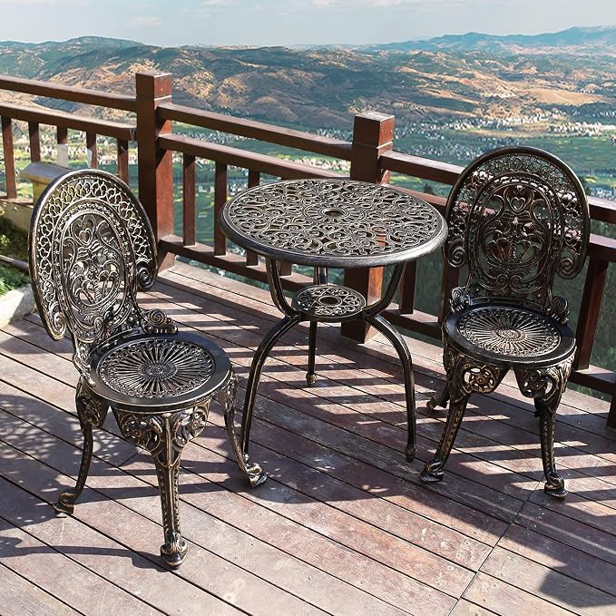 JARDIN DE CENTENNIAL Patio Bistro Set.Rust-Resistant Cast Aluminum Bistro Table by JARDINDECENTENNIAL