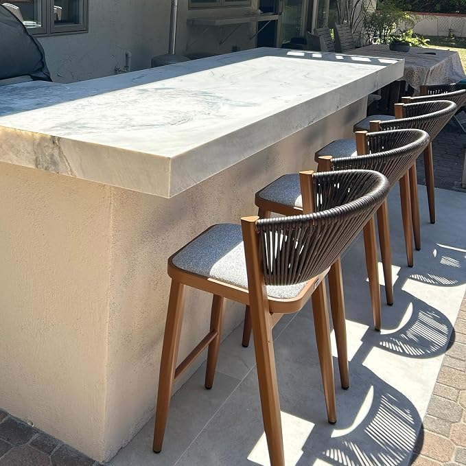 PURPLE LEAF Counter Height Bar Stool Set of 2 Outdoor Counter Stools Woven Bar - Image 4