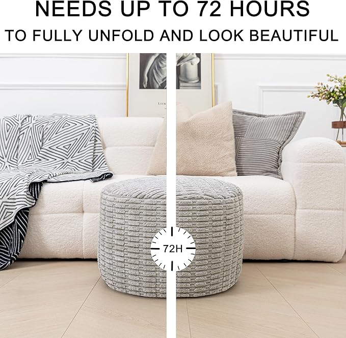 Asuprui Round Ottoman Pouf Ottoman Foot Stool Seat Faux Fur Bean Bag Foot Rest - Image 6