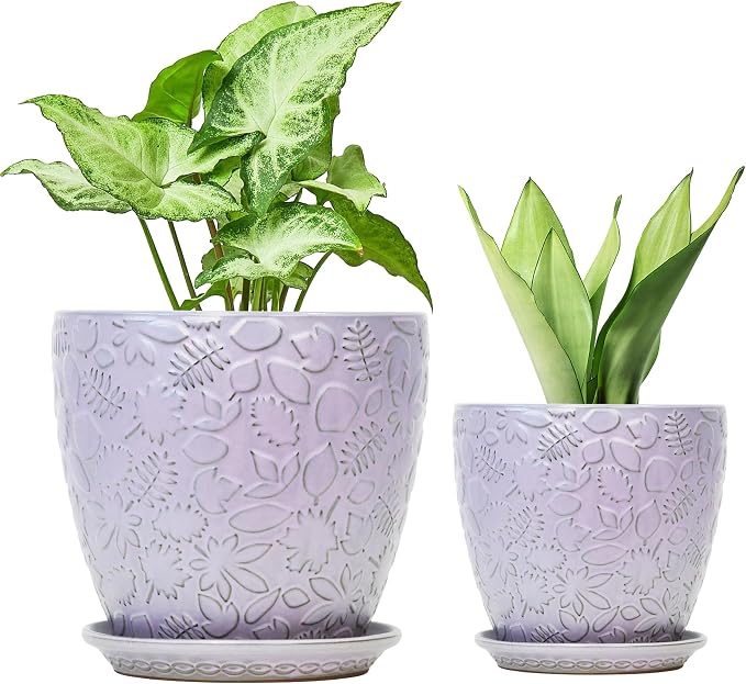 8 Inch + 6 Inch Retro Ceramic Planter Set of 2 by Bestseler
