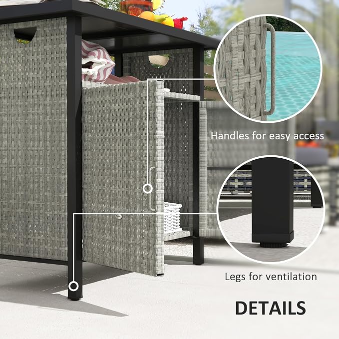 Outsunny Outdoor Pool Towel Storage Cabinet Organizer, Outdoor Bar Table - Image 5