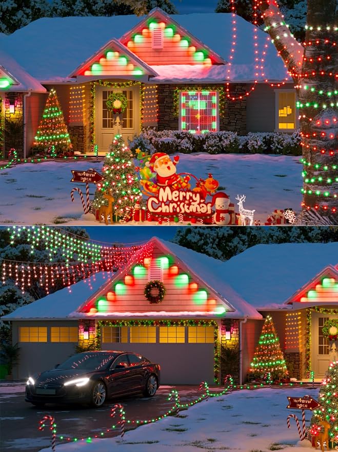 Red Green Solar Christmas Lights Outdoor Decorations Waterproof, Tatal 4 Pack - Image 5