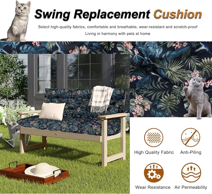 2-3 Seat Swing Replacement Cushion, Outdoor Bench Cushions - Image 2