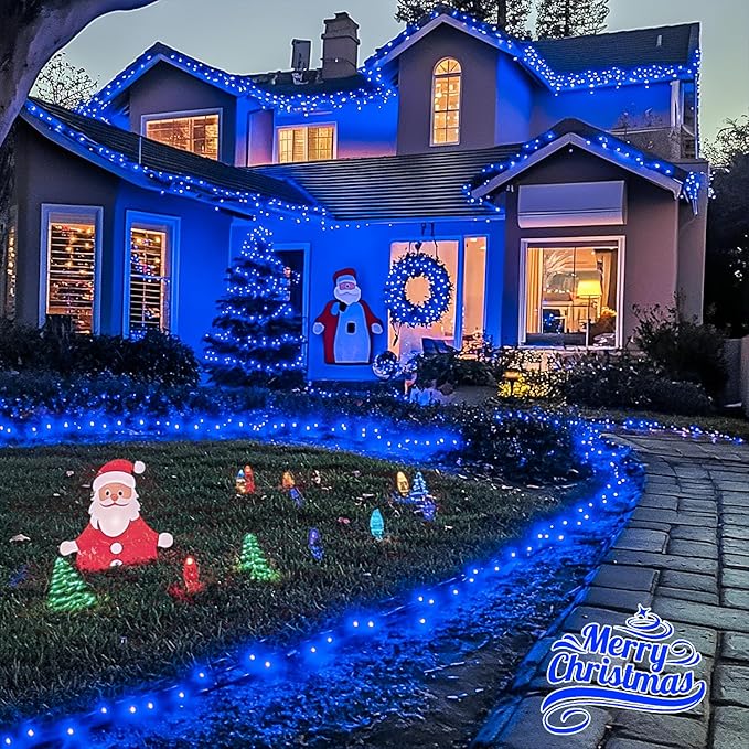 JMEXSUSS 600 LED Blue Solar Christmas Lights, 206.7ft Blue Christmas Lights - Image 2