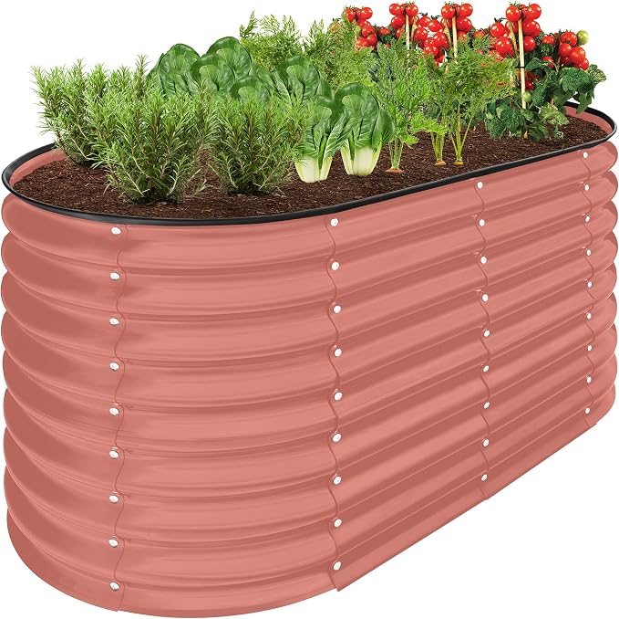 Best Choice Products 4x2x2ft Outdoor Metal Raised Garden Bed, Oval Deep Root by BestChoiceProducts