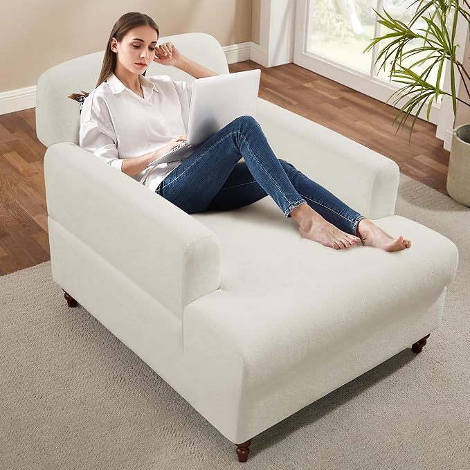 Oversized Chaise Lounge Accent Chair, Cloud Fluffy Chaise Sofa Recliner - Image 3