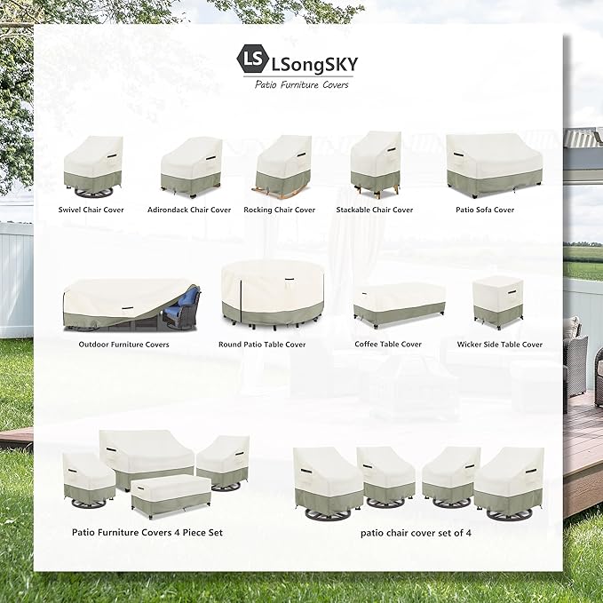 Outdoor Swivel Lounge Chair Cover 2 Pack, 100% Waterproof Heavy Duty Outdoor - Image 2