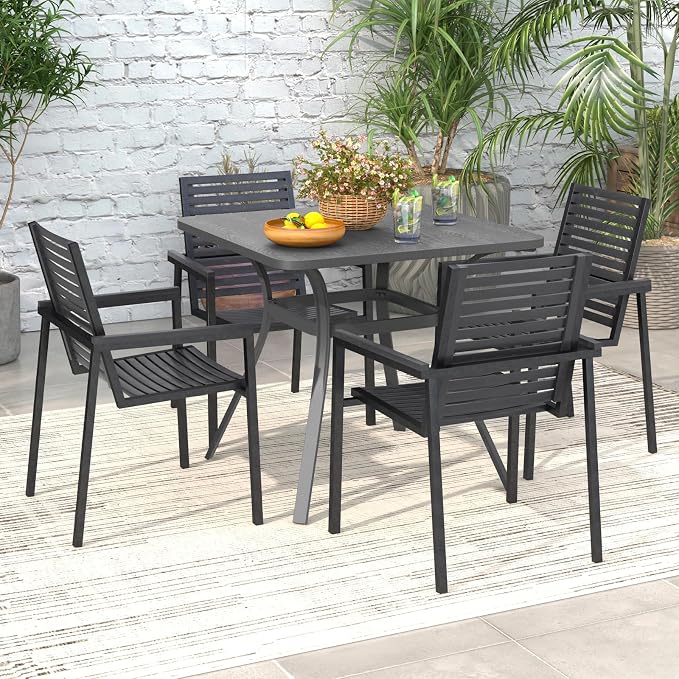 Giantex Patio Dining Table, 32”x32”x29” Outdoor Table, Heavy-Duty Metal Square - Image 2