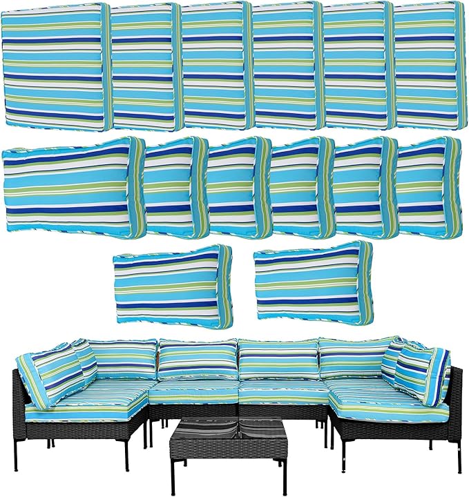 14Pcs Outdoor Cushion Covers Replacement Washable Waterproof UV w/Zipper by Frxeyaliz
