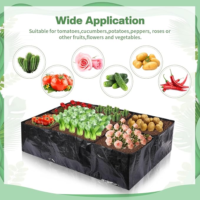 6 Pcs 35 Gallon Fabric Raised Garden Bed Breathable Planting Container Grow Bag - Image 6