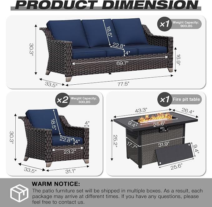 Joyside Wicker Patio Furniture Sets, 4 Pieces Upgraded Large Size Outdoor - Image 2