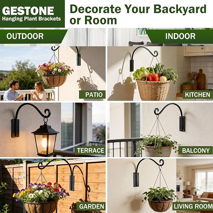 16 Inch Plant Hangers Outdoor 4 Pack, Plant Hanging Hook Bracket - Image 5