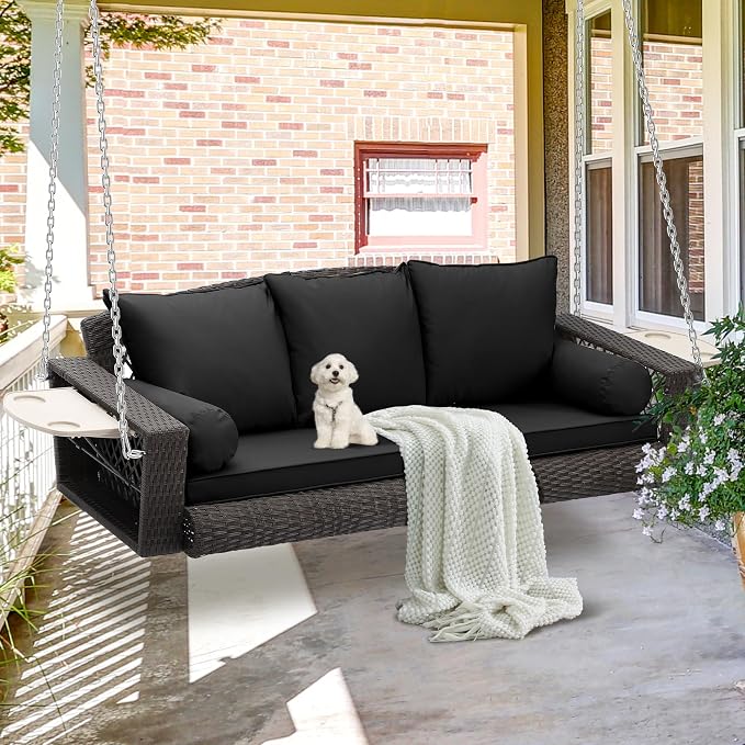 Grepatio Wicker Hanging Porch Swing - Image 6